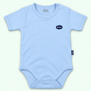 Baby short-sleeve bodysuit in blue on pastel mint