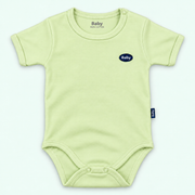 Baby short-sleeve bodysuit in green on pastel mint