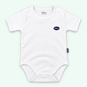 Baby short-sleeve bodysuit in white on pastel mint
