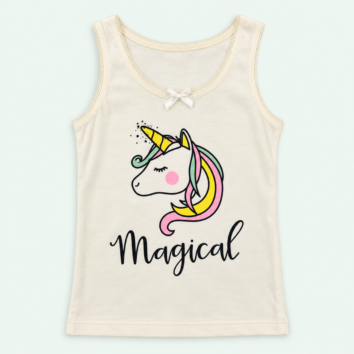 Ivory Kids’ Magical Unicorn 100% Cotton Tank Undershirt | أندرشيرت أطفال قطن 100% بطبعة يونيكورن