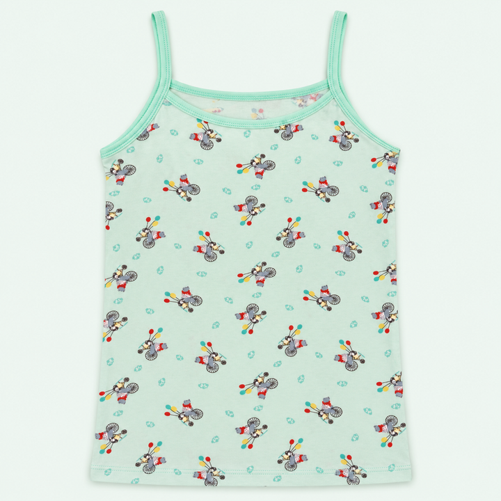 Mint Kids’ Mint Bicycle-Print 100% Cotton Camisole | أندرشيرت أطفال قطن 100% أخضر فاتح بنقشة دراجات