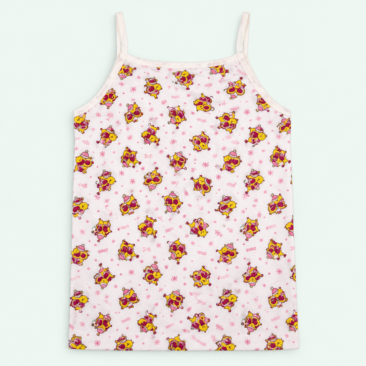 White Kids’ Character-Print 100% Cotton Camisole | أندرشيرت أطفال قطن 100% بنقشة شخصيات كرتونية