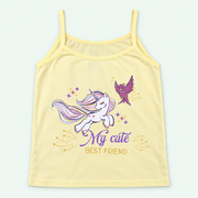 Pale Yellow Kids’ My Cute Unicorn 100% Cotton Camisole | أندرشيرت أطفال قطن 100% بطبعة يونيكورن