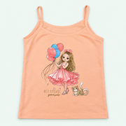 Peach Kids’ Best Friends 100% Cotton Camisole | أندرشيرت أطفال قطن 100% بطبعة Best Friends