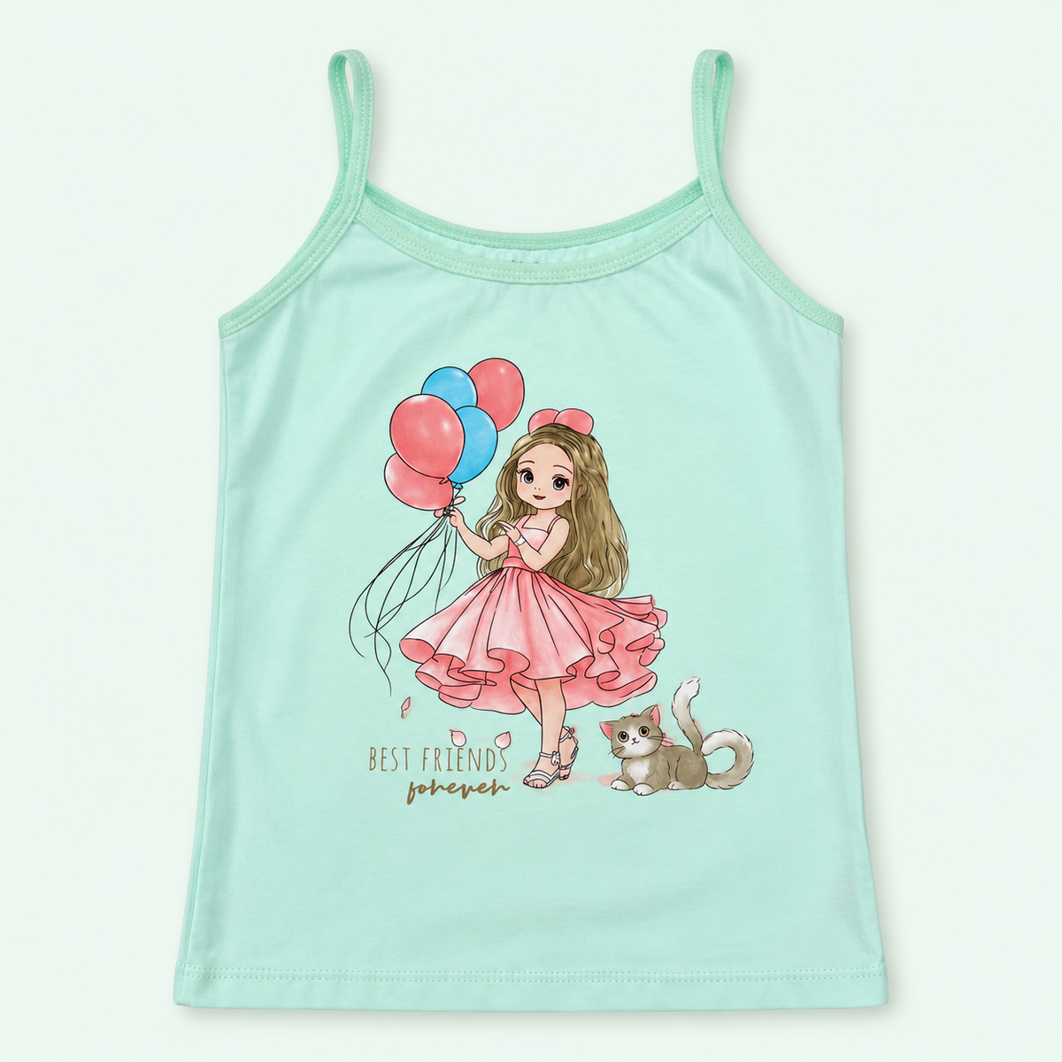 Mint Kids’ Best Friends 100% Cotton Camisole | أندرشيرت أطفال قطن 100% بطبعة Best Friends