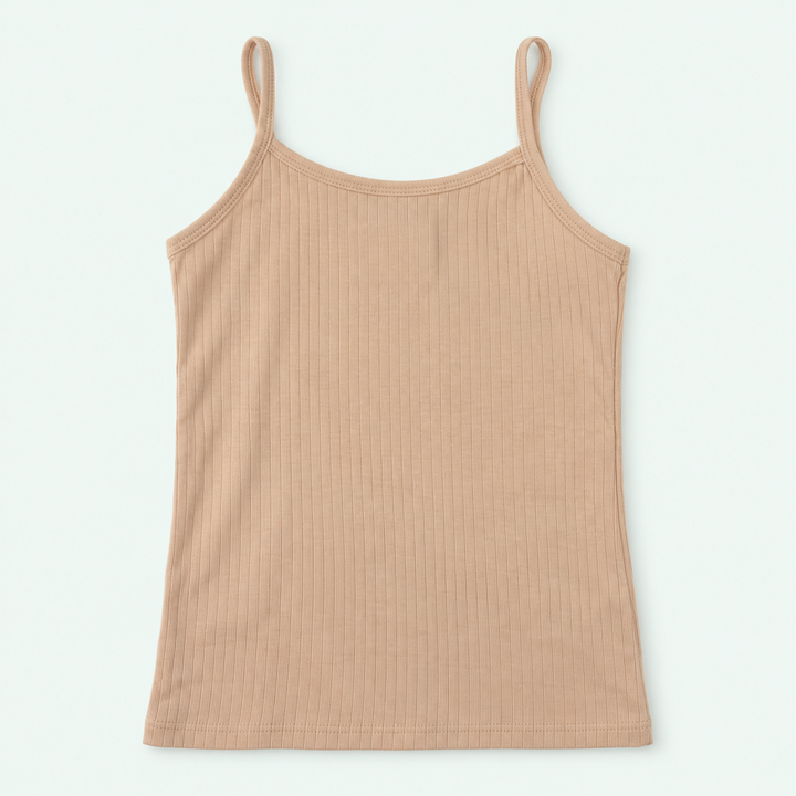 Beige Kids’ Ribbed 100% Cotton Camisole | أندرشيرت أطفال مضلع قطن 100%