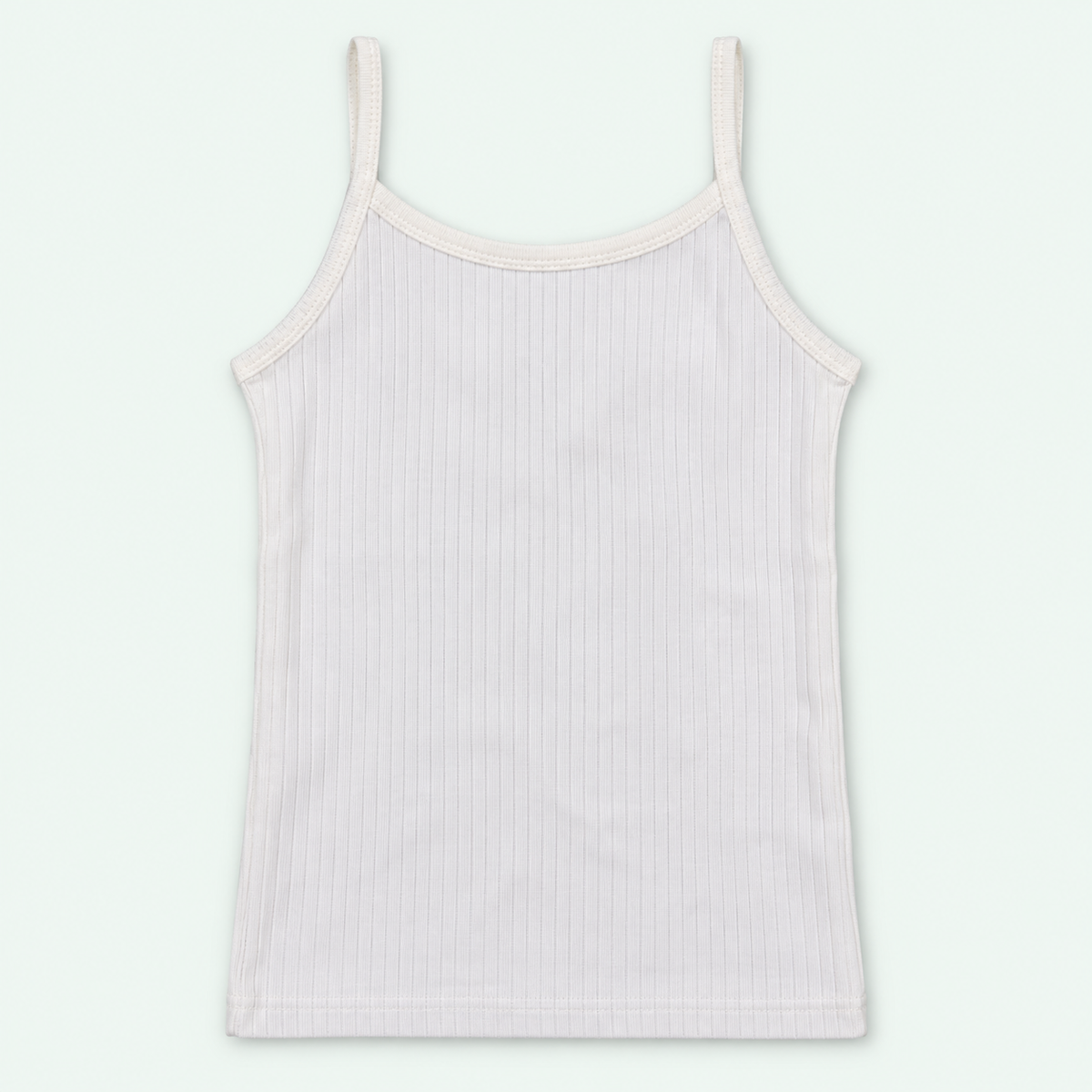 White Kids’ Ribbed 100% Cotton Camisole | أندرشيرت أطفال مضلع قطن 100%