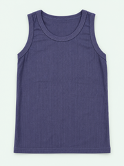 Navy – Kids' Plain Ribbed Tank – 100% Cotton