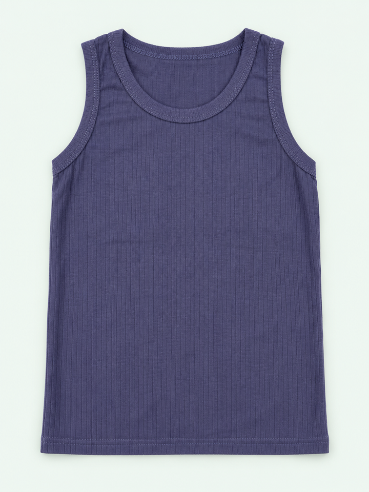 Navy – Kids' Plain Ribbed Tank – 100% Cotton