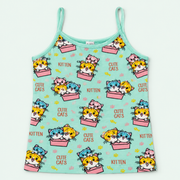 Mint – Kids' Cute Cats Camisole – 100% Cotton | قميص داخلي للأطفال بطبعة القطط – قطن 100%
