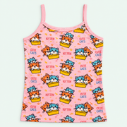 Pink – Kids' Cute Cats Camisole – 100% Cotton | قميص داخلي للأطفال بطبعة القطط – قطن 100%