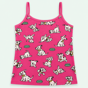 Pink – Kids' Allover Puppy Camisole – 100% Cotton | قميص داخلي للأطفال بطبعة الجراء – قطن 100%