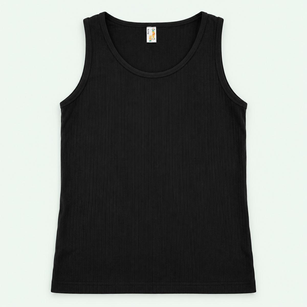 Black – Kids' Plain Ribbed Tank – 100% Cotton | قميص داخلي مضلع سادة للأطفال – قطن 100%