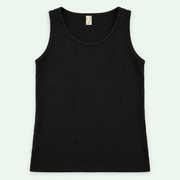 Black – Kids' Plain Ribbed Tank – 100% Cotton | قميص داخلي مضلع سادة للأطفال – قطن 100%
