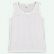 White – Kids' Plain Ribbed Tank – 100% Cotton | قميص داخلي مضلع سادة للأطفال – قطن 100%