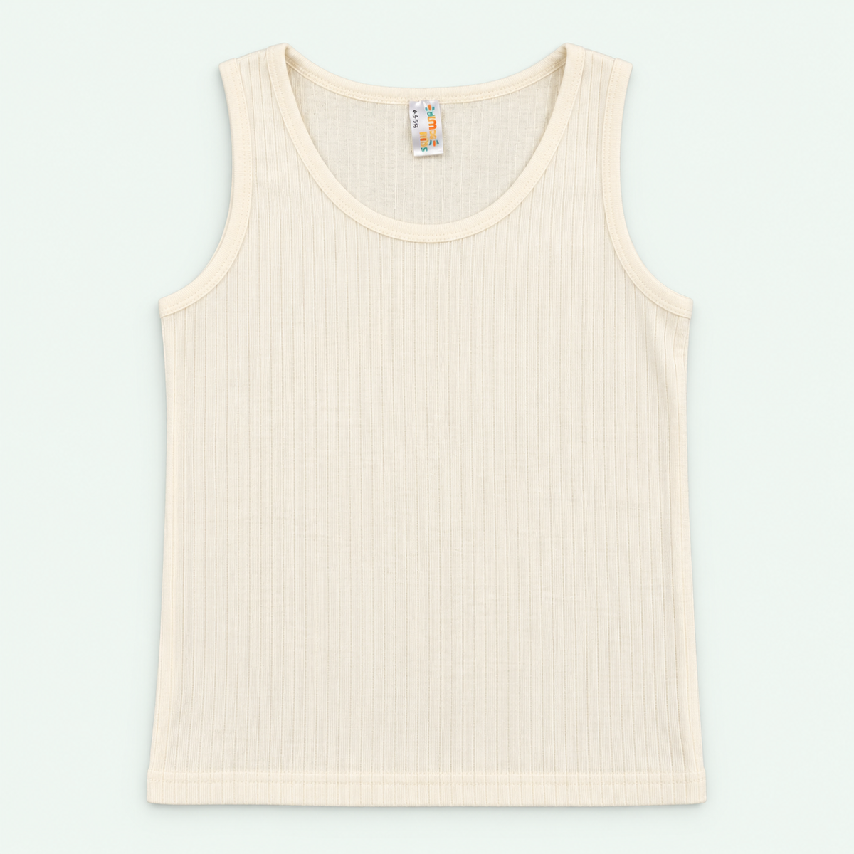 Ivory – Kids' Plain Ribbed Tank – 100% Cotton | قميص داخلي مضلع سادة للأطفال – قطن 100%
