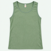 Sage – Kids' Plain Ribbed Tank – 100% Cotton | قميص داخلي مضلع سادة للأطفال – قطن 100%