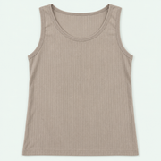Taupe – Kids' Plain Ribbed Tank – 100% Cotton | قميص داخلي مضلع سادة للأطفال – قطن 100%