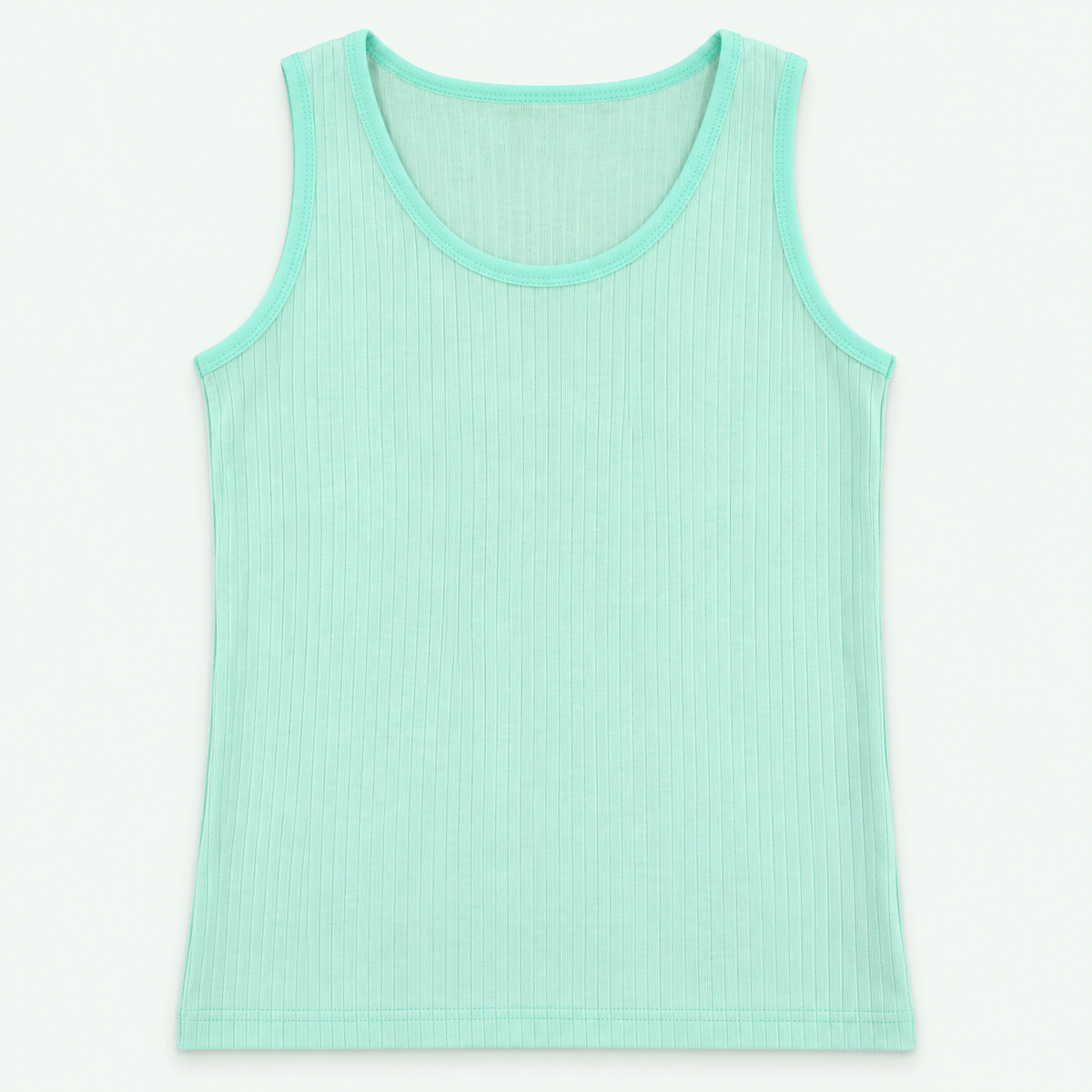 Mint – Kids' Plain Ribbed Tank – 100% Cotton | قميص داخلي مضلع سادة للأطفال – قطن 100%