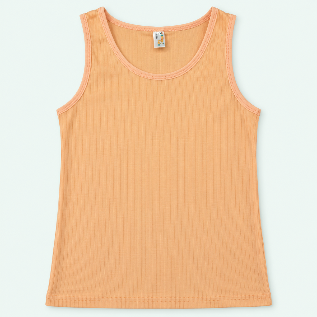 Peach – Kids' Plain Ribbed Tank – 100% Cotton | قميص داخلي مضلع سادة للأطفال – قطن 100%