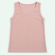 Dusty Pink – Kids' Plain Ribbed Tank – 100% Cotton | قميص داخلي مضلع سادة للأطفال – قطن 100%
