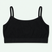 Black – Girls' Ribbed Cropped Camisole – 100% Cotton | توب داخلي مضلع قصير للبنات – قطن 100%