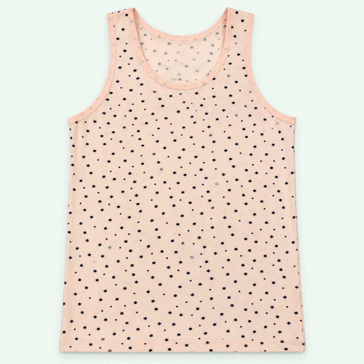 Peach – Kids' Peach Star Print Tank – 100% Cotton | قميص داخلي للأطفال خوخي بنجوم – قطن 100%