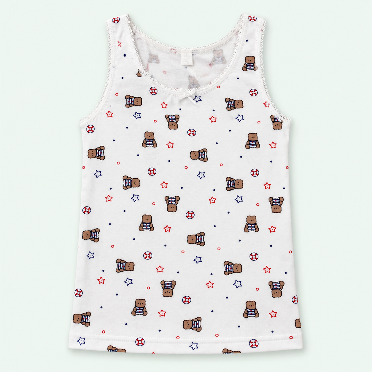 Kids – Teddy & Stars 100% Cotton Undershirt – فانيلة أطفال قطن 100% بطبعة دببة ونجوم