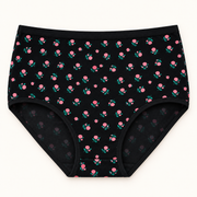 Black 100% cotton rose-print slips. One piece.