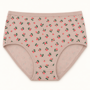 Taupe 100% cotton rose-print slips. One piece.