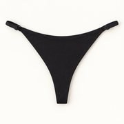 Black adjustable strap thong slips. Fits L to XXL. One piece.