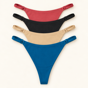 Adjustable-Strap Thong Slips stacked to show all 4 colours. Sold individually in your selected colour.