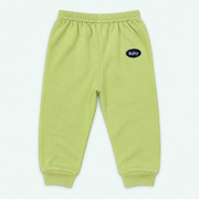 100% cotton baby cuffed pants - Lime Green with Baby label on pastel mint