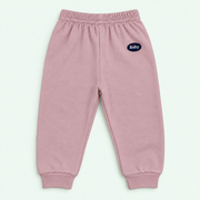 100% cotton baby cuffed pants - Pink with Baby label on pastel mint