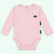 Baby heart-pointelle long-sleeve bodysuit — pink
