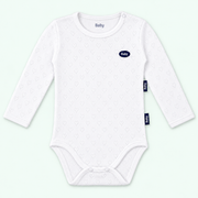 Baby heart-pointelle long-sleeve bodysuit — white