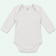 Baby Long-Sleeve Bodysuit, 100% Cotton, White, on pastel mint background