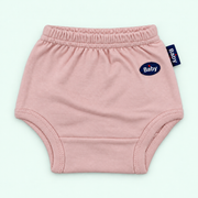 100% cotton baby pull-on briefs in Pink with Baby label on pastel mint