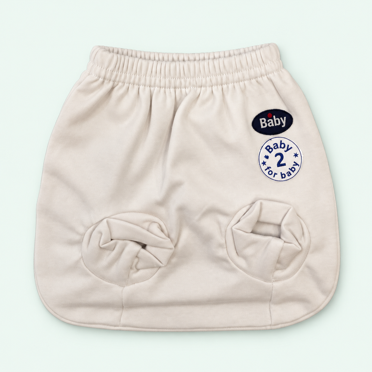 Baby Soft-Cuff Briefs, 100% Cotton, Cream, on pastel mint background