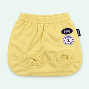 Baby Soft-Cuff Briefs, 100% Cotton, Yellow, on pastel mint background