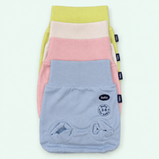 Baby Wide-Waist Briefs, 100% Cotton, all colors stacked, on pastel mint background