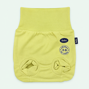 Baby Wide-Waist Briefs, 100% Cotton, Yellow Green, on pastel mint background