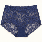 Navy full floral-lace slips. Fits L to XXL. One piece.