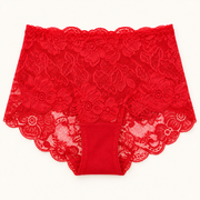 Red full floral lace slips. Fits L to XXL. One piece.