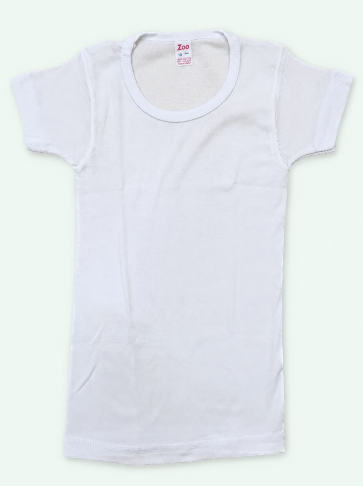 Kids’ White Short-Sleeve Cotton Undershirt, view 1