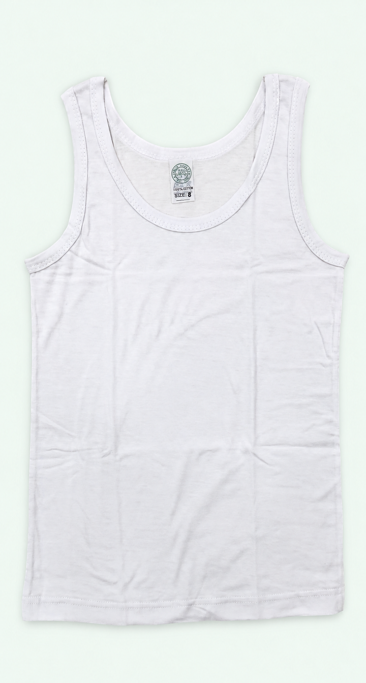 Kids’ White Cotton Tank Undershirt, view 1