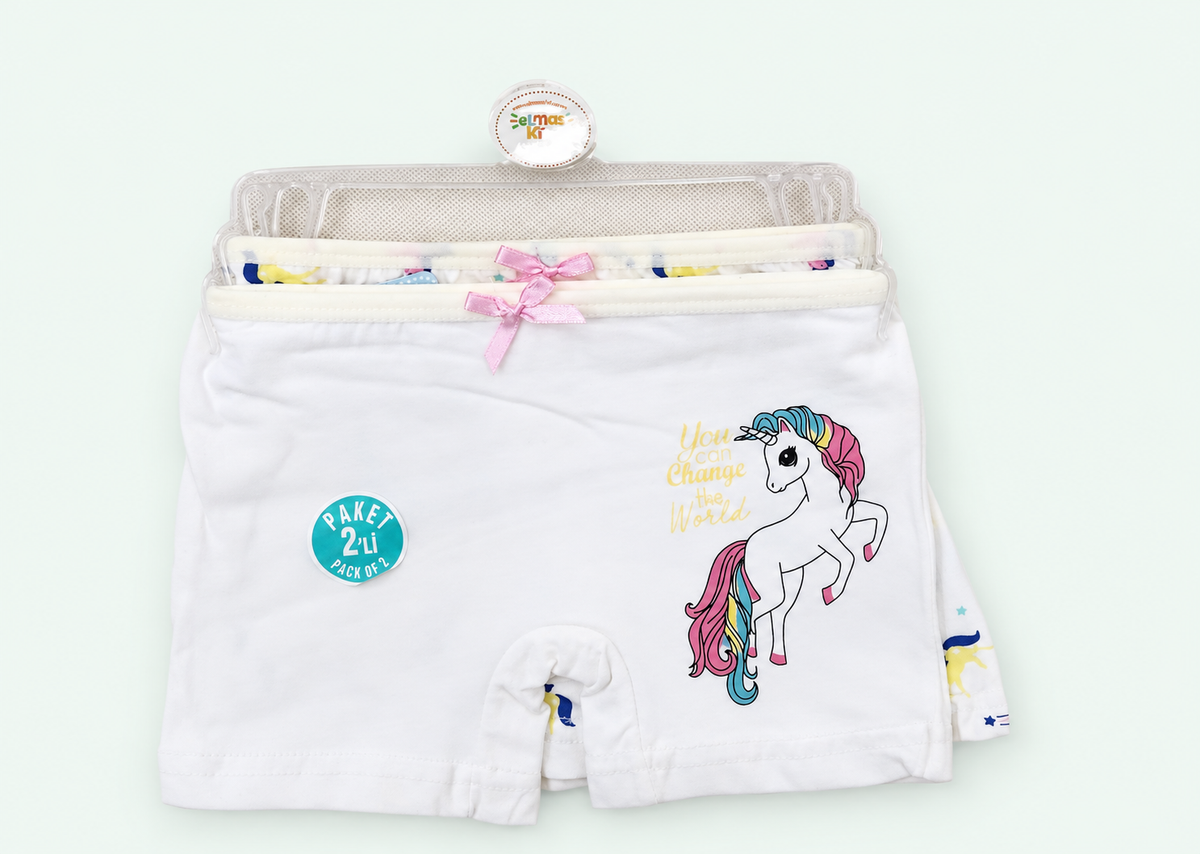 Girls’ White Unicorn Boxer Briefs - 2 Pieces, view 1