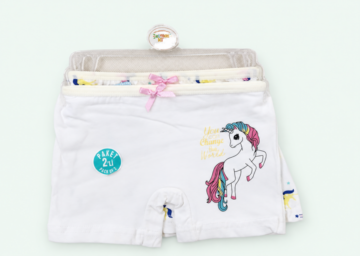 Girls’ White Unicorn Boxer Briefs - 2 Pieces, view 1