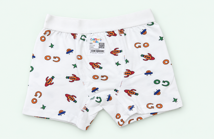 Boys’ White Rocket-Print Boxer Briefs, view 1