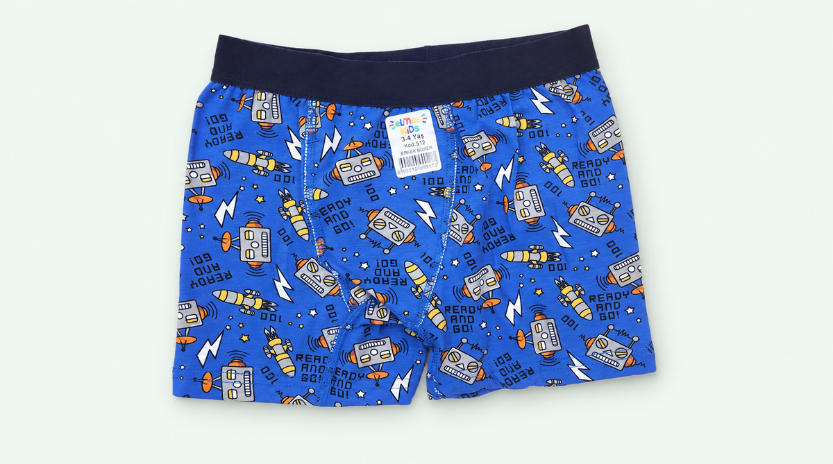 Boys’ Blue Robot-Print Boxer Briefs, view 1